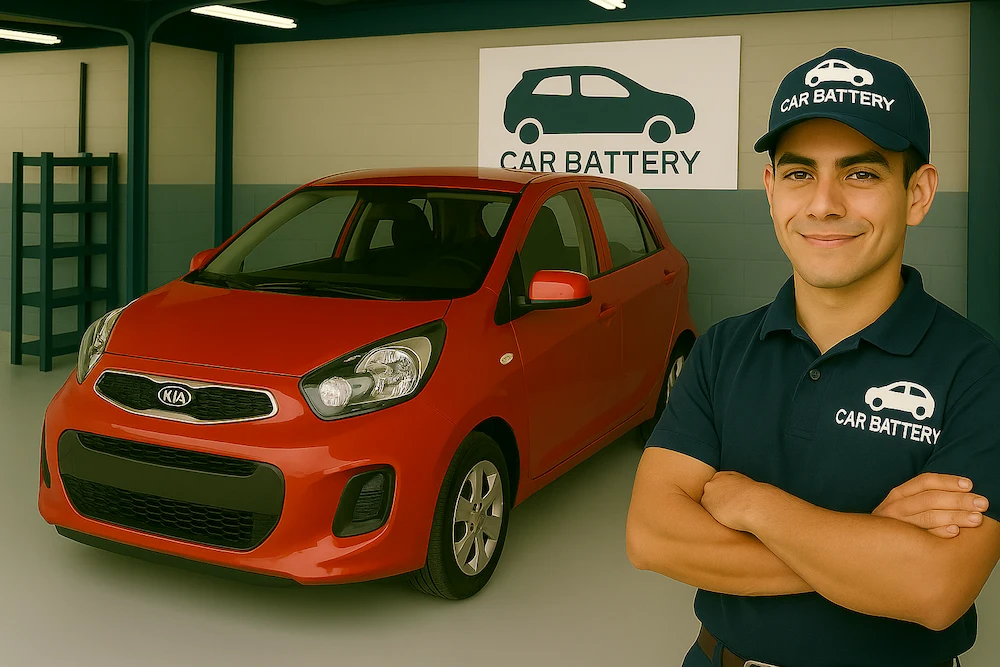 Mecanico de carbattery bogota frente a un kia picanto