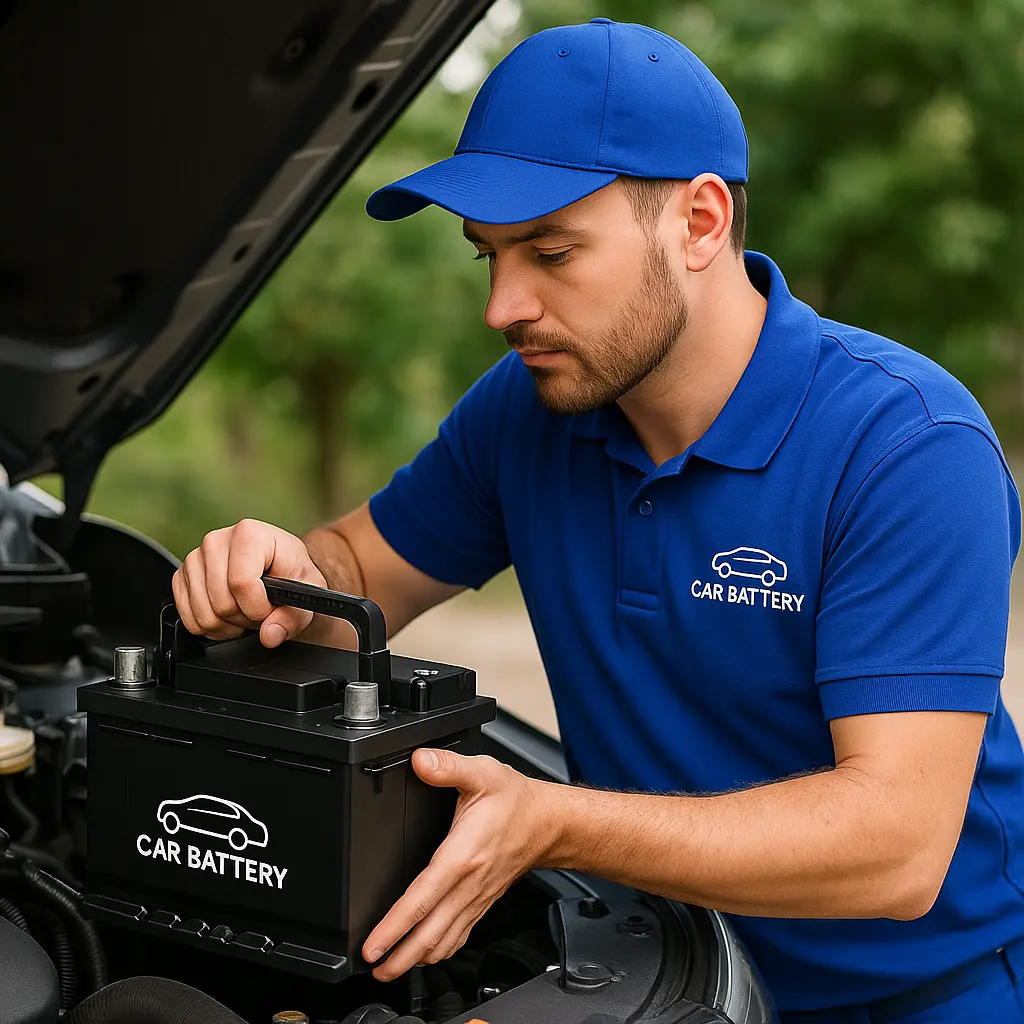 Técnico Carbattery cambiando batería