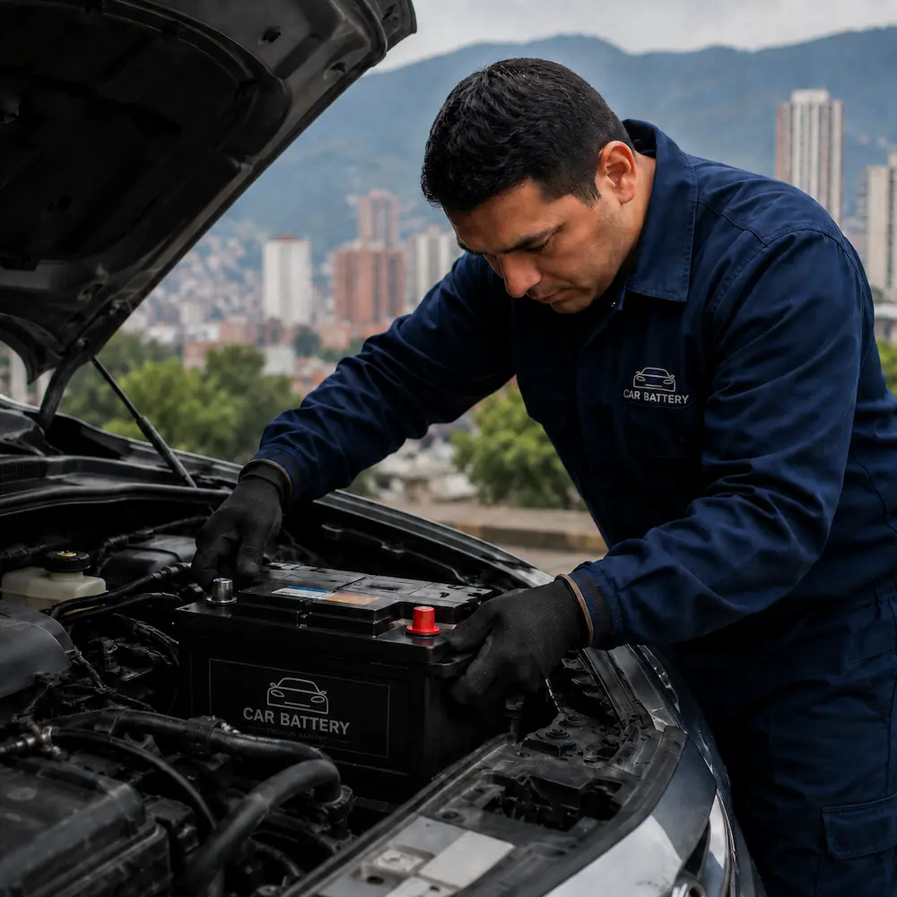 Técnico de CarBattery haciendo desvare por batería a domicilio en Bogotá